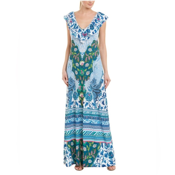 Hale Bob Womens Lotus Print Maxi Dress, size Small - Picture 2 of 10